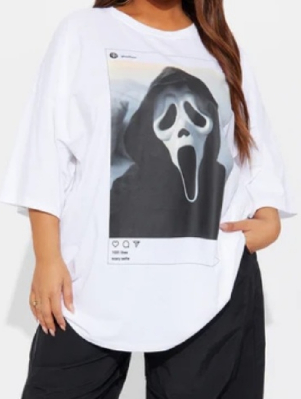 New Ghostface Social Post Oversized Boyfriend Fit Tee Womens Size 2x